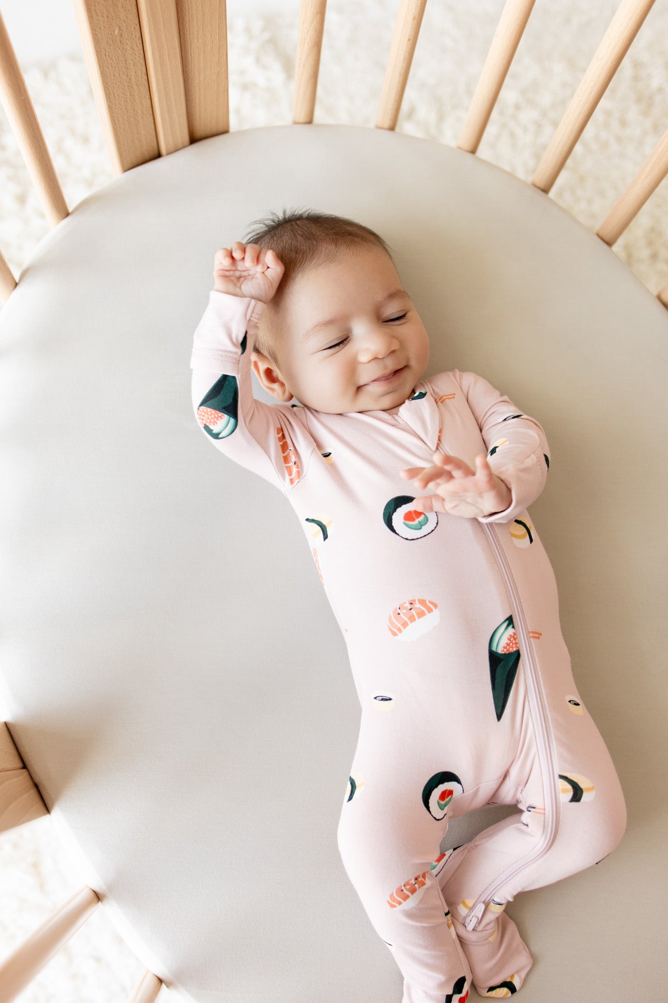 Zippered Footie in Blush Sushi - Image 3