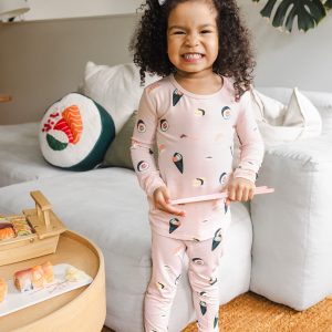 Long Sleeve Pajamas in Blush Sushi