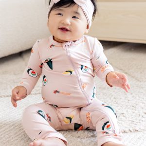 Zippered Romper in Blush Sushi