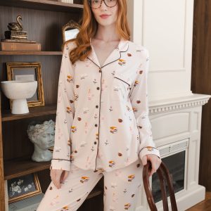 Long-Sleeved Women's Pajama Set in Book Club