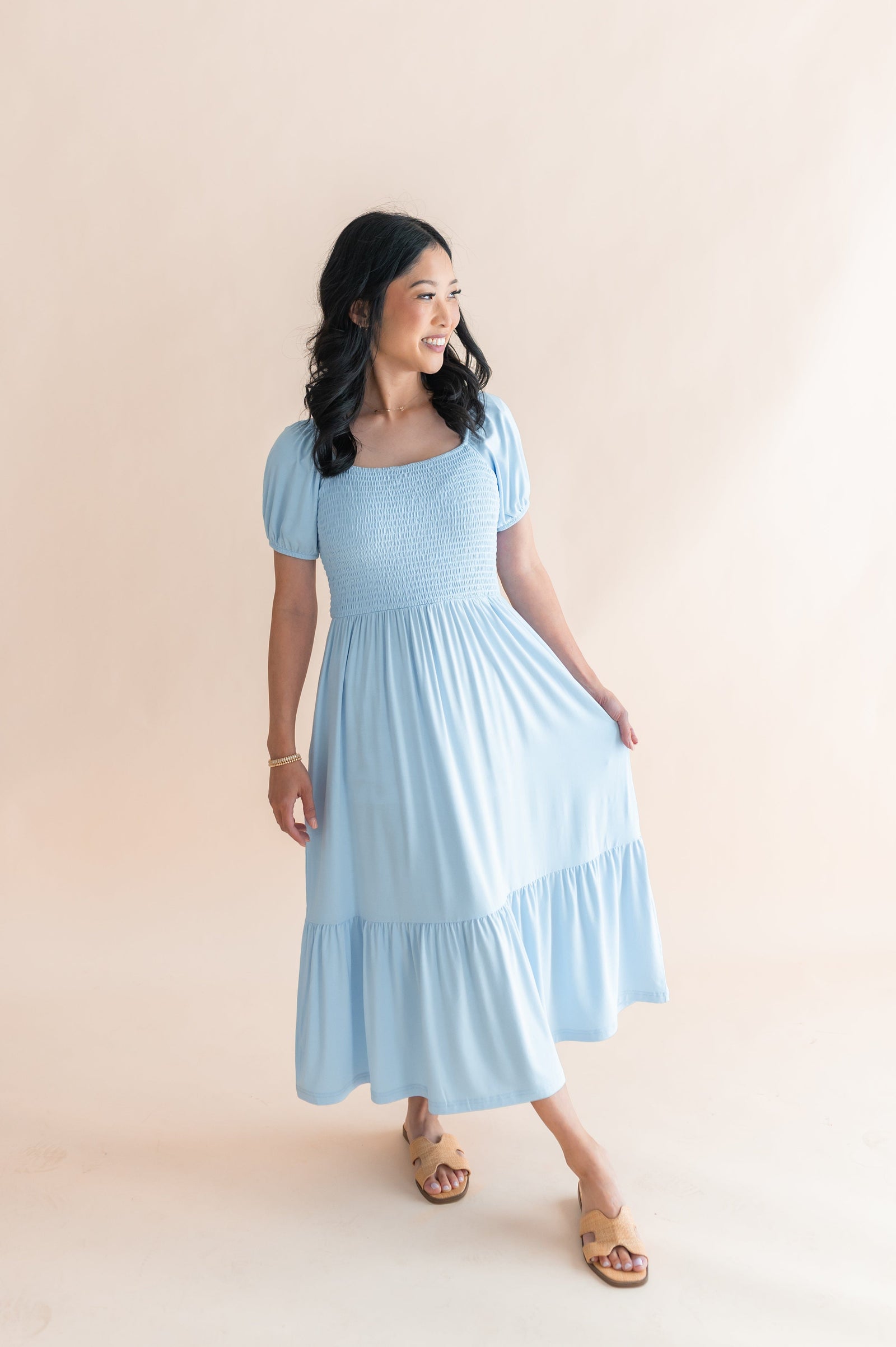 Women’s Smocked Dress in Breeze - Image 6