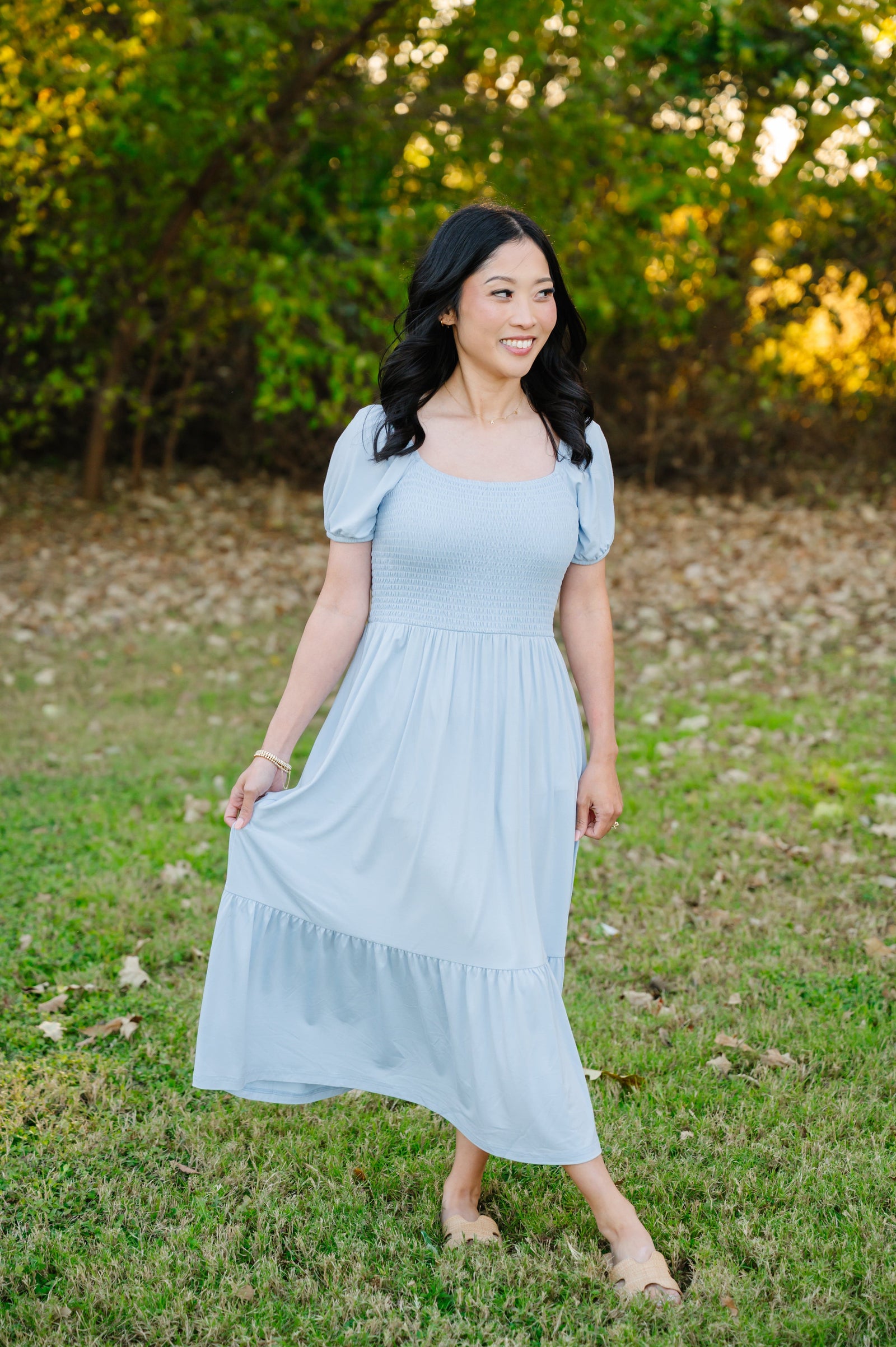 Women’s Smocked Dress in Breeze - Image 5