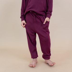 Ribbed Jogger Pant in Burgundy