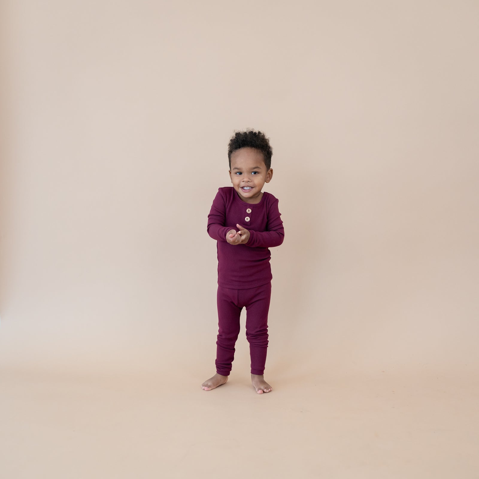 Ribbed Henley Set in Burgundy - Image 7