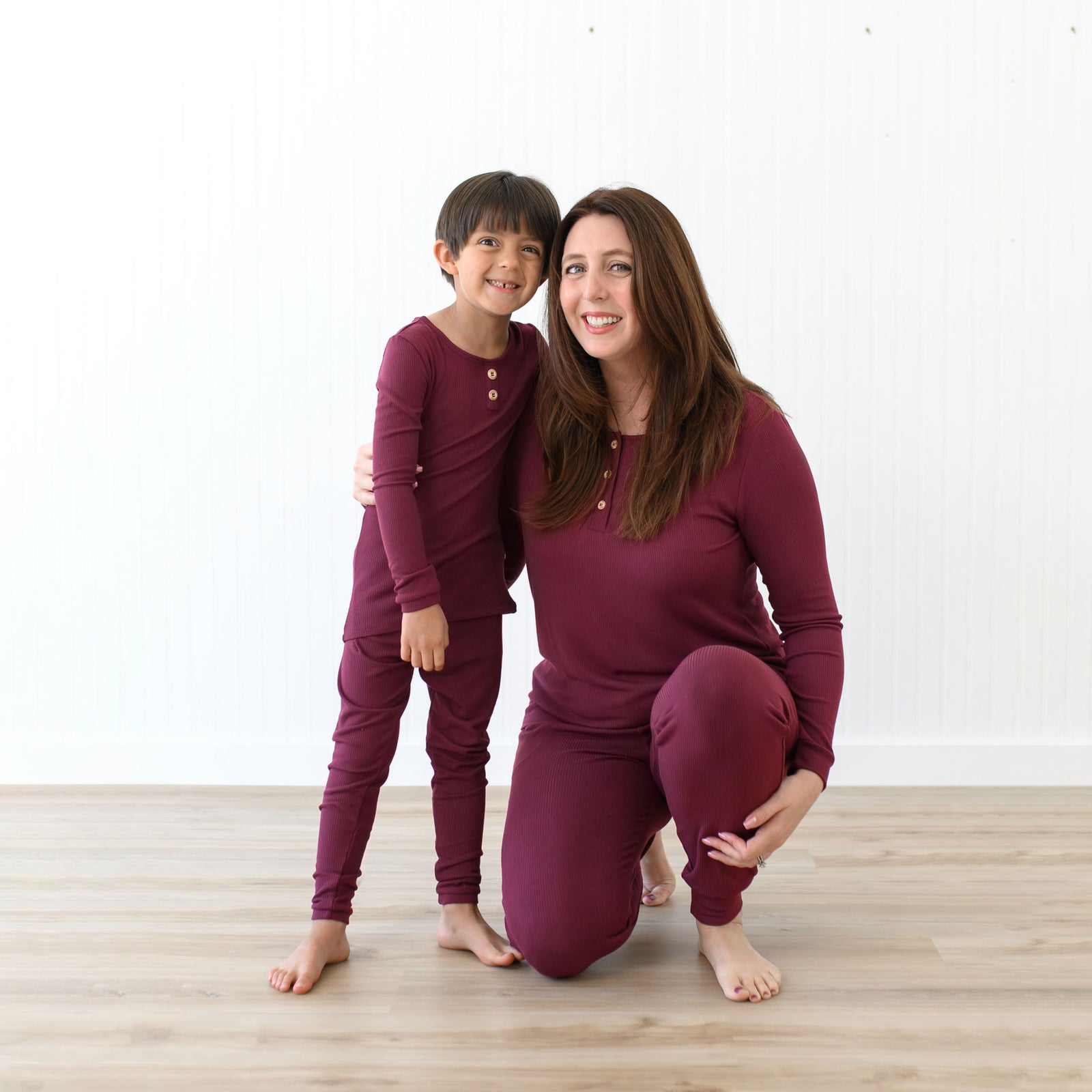 Ribbed Henley Set in Burgundy - Image 5