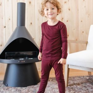 Long Sleeve Pajamas in Burgundy