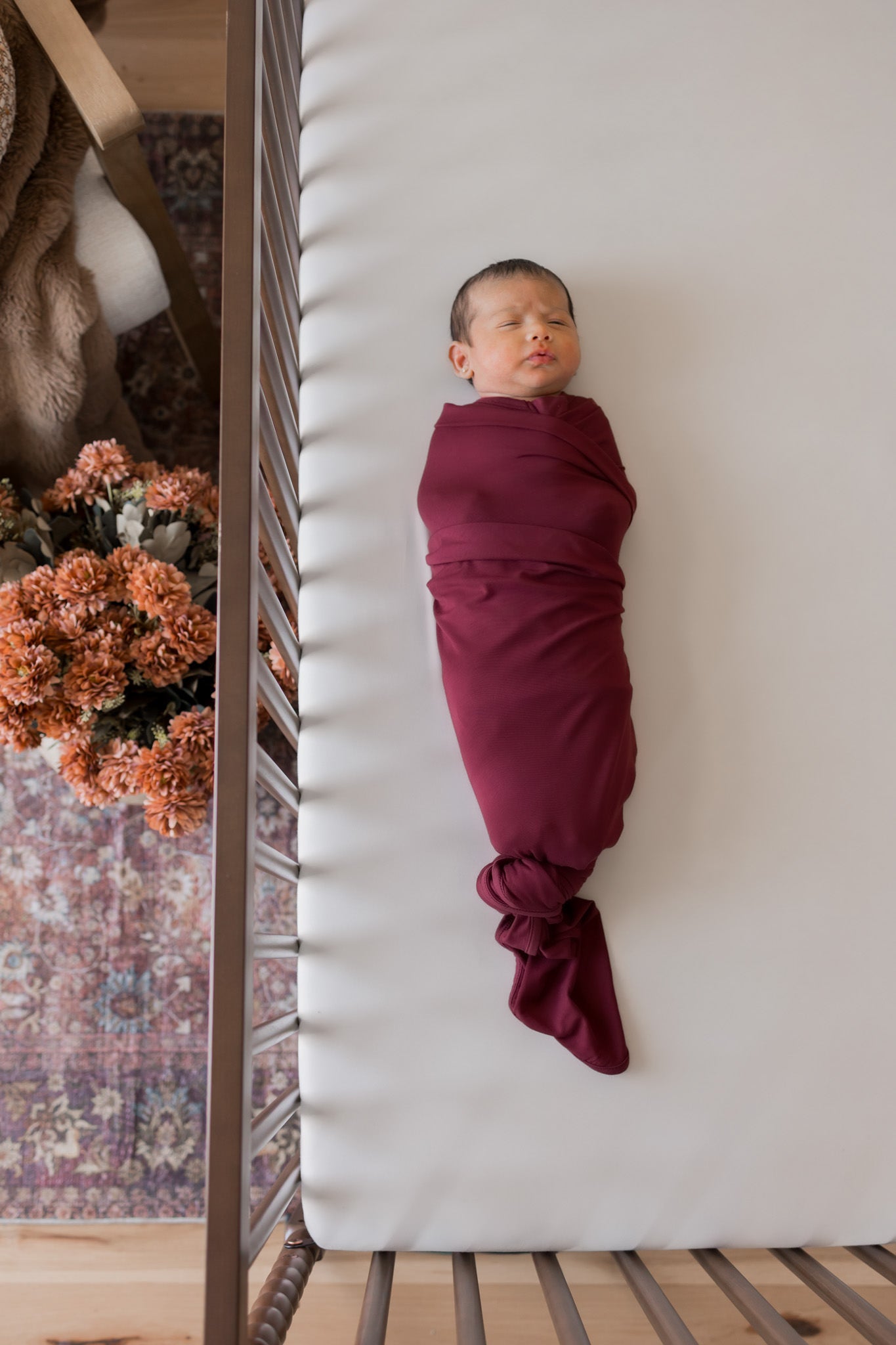 Swaddle Blanket in Burgundy - Image 3