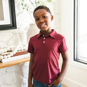 Toddler Short Sleeve Polo in Burgundy