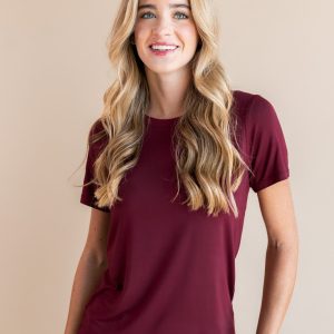 Women's Crew Neck Tee in Burgundy