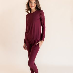 Women's Jogger Pajama Set in Burgundy