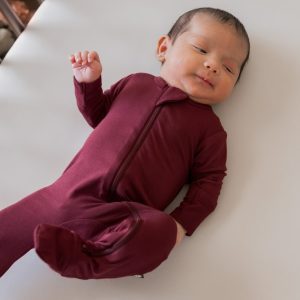 Zippered Footie in Burgundy
