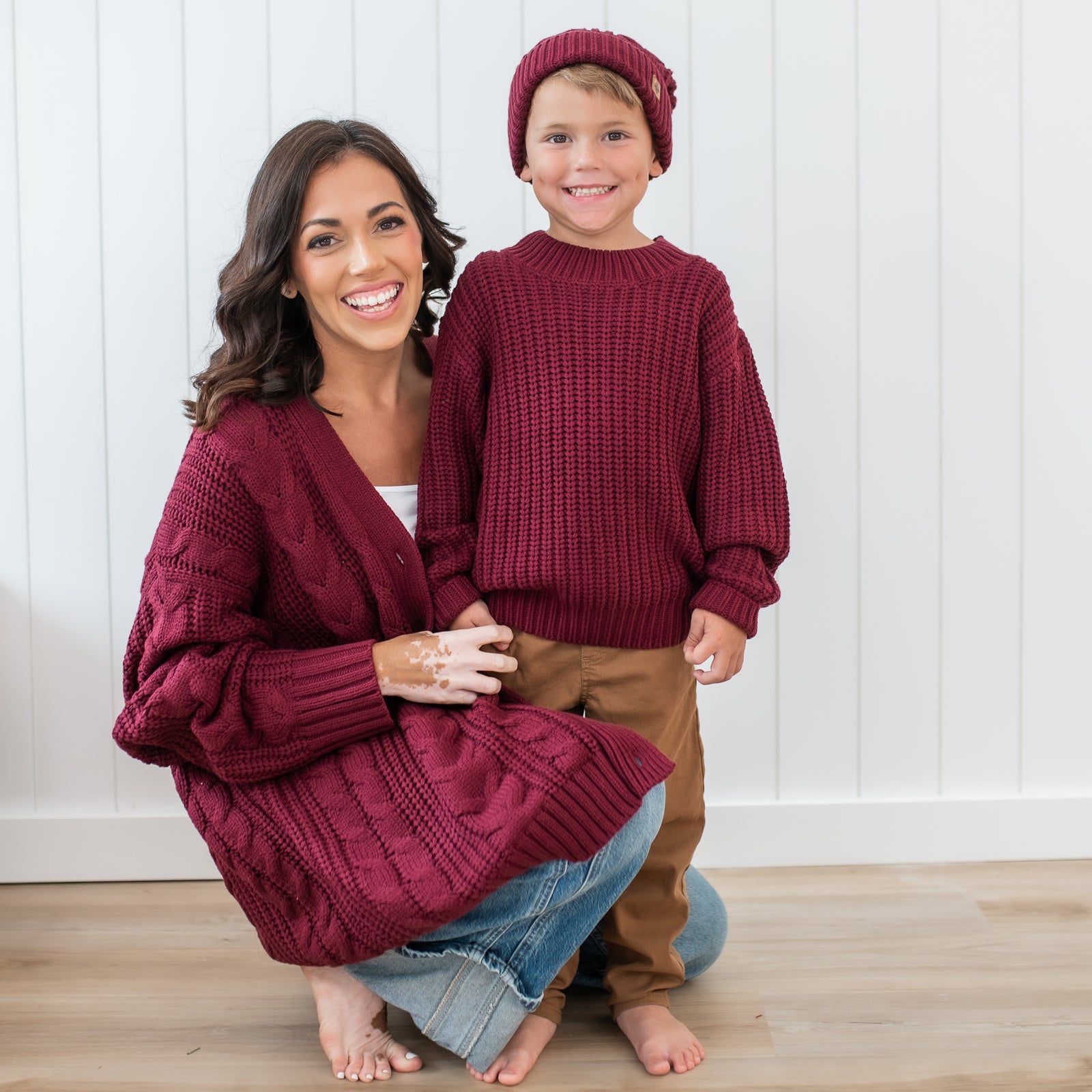 Chunky Knit Sweater in Burgundy - Image 3