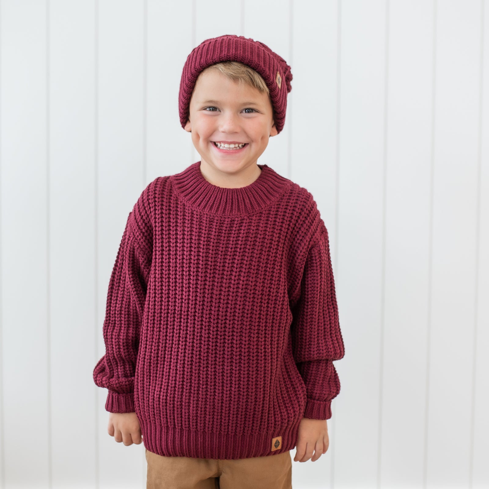 Chunky Knit Sweater in Burgundy - Image 4