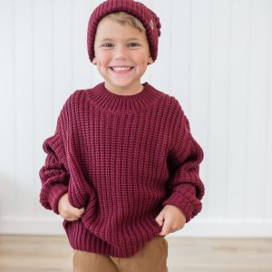 Chunky Knit Sweater in Burgundy