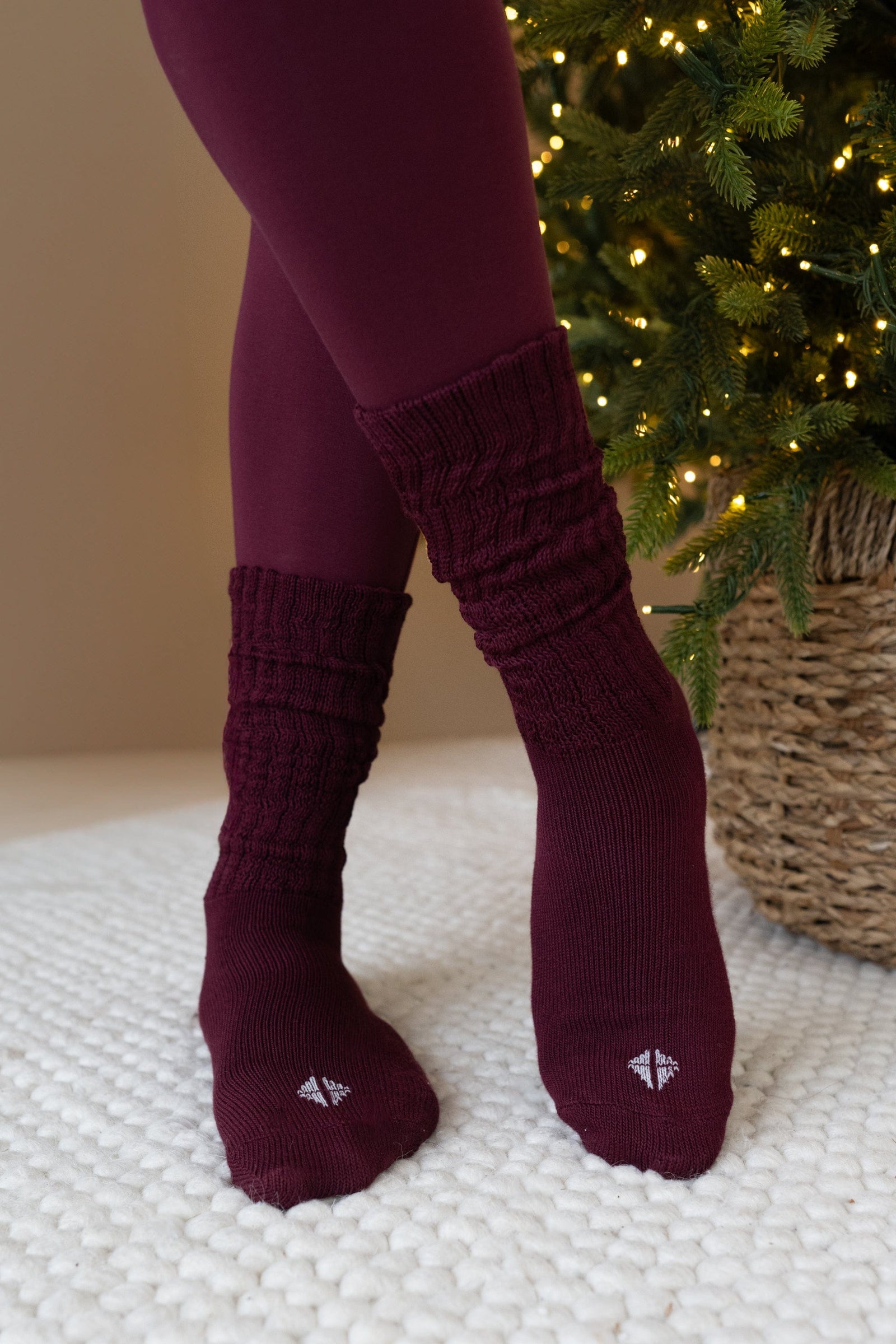 Adult Scrunch Socks in Burgundy - Image 6