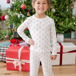 Pointelle Long Sleeve Set in Candy Cane