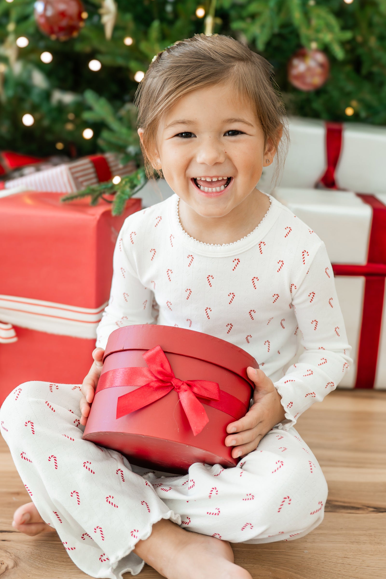 Pointelle Long Sleeve Set in Candy Cane - Image 2
