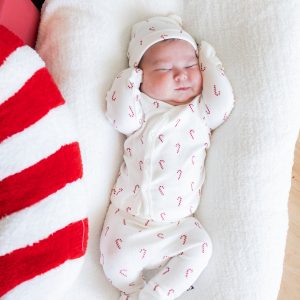 Pointelle Take Me Home Set with Cap in Candy Cane