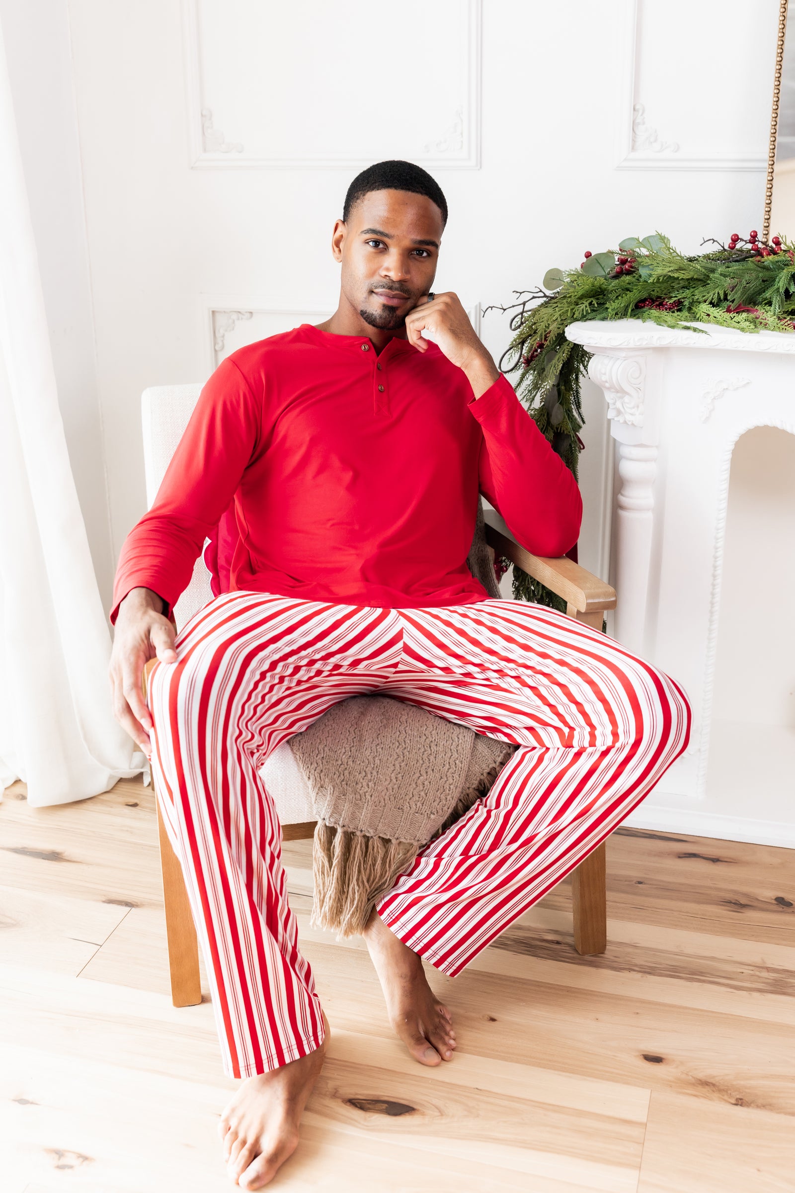 Men's Lounge Pants in Peppermint Stripes - Image 4