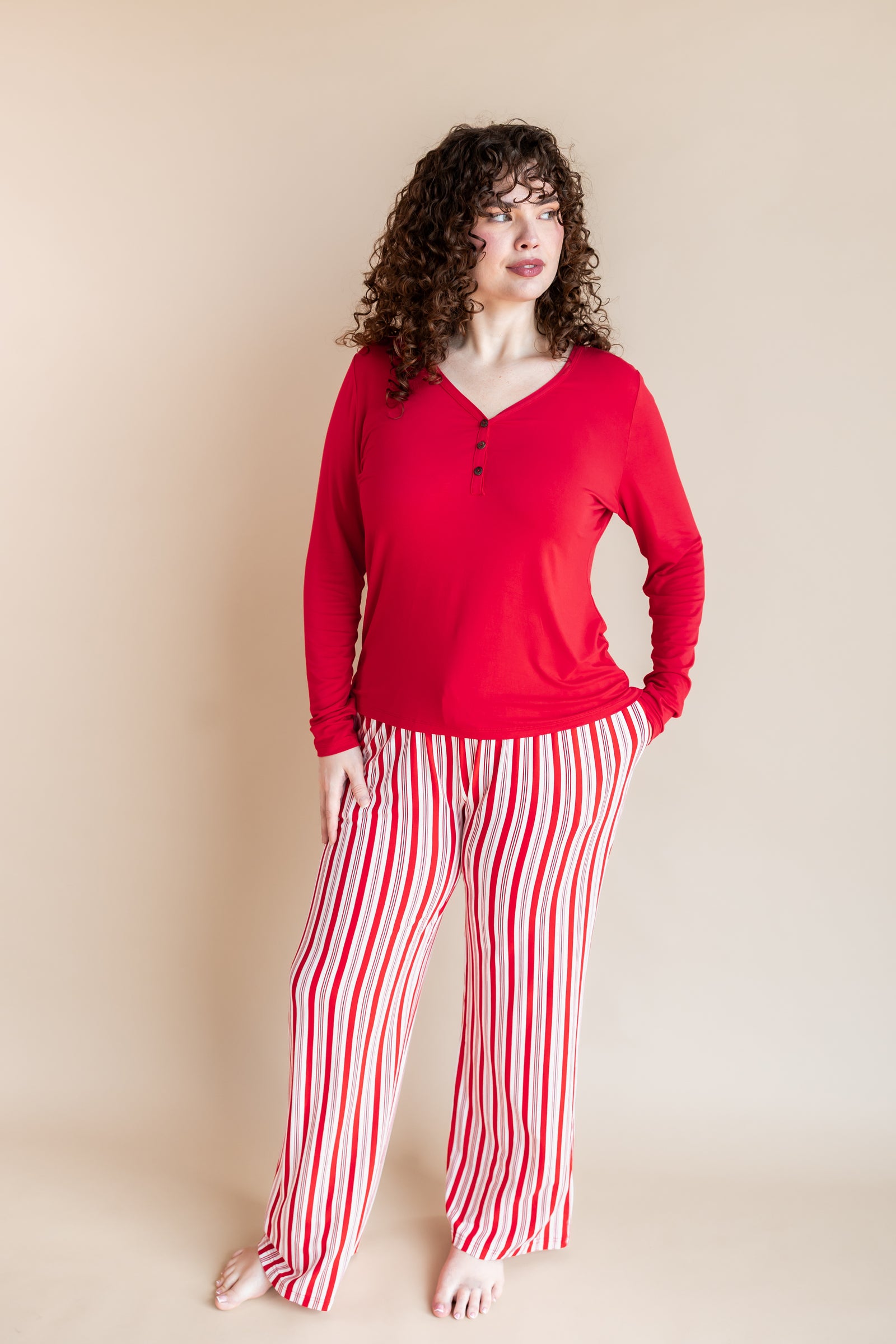 Women's Lounge Pants in Peppermint Stripes - Image 2