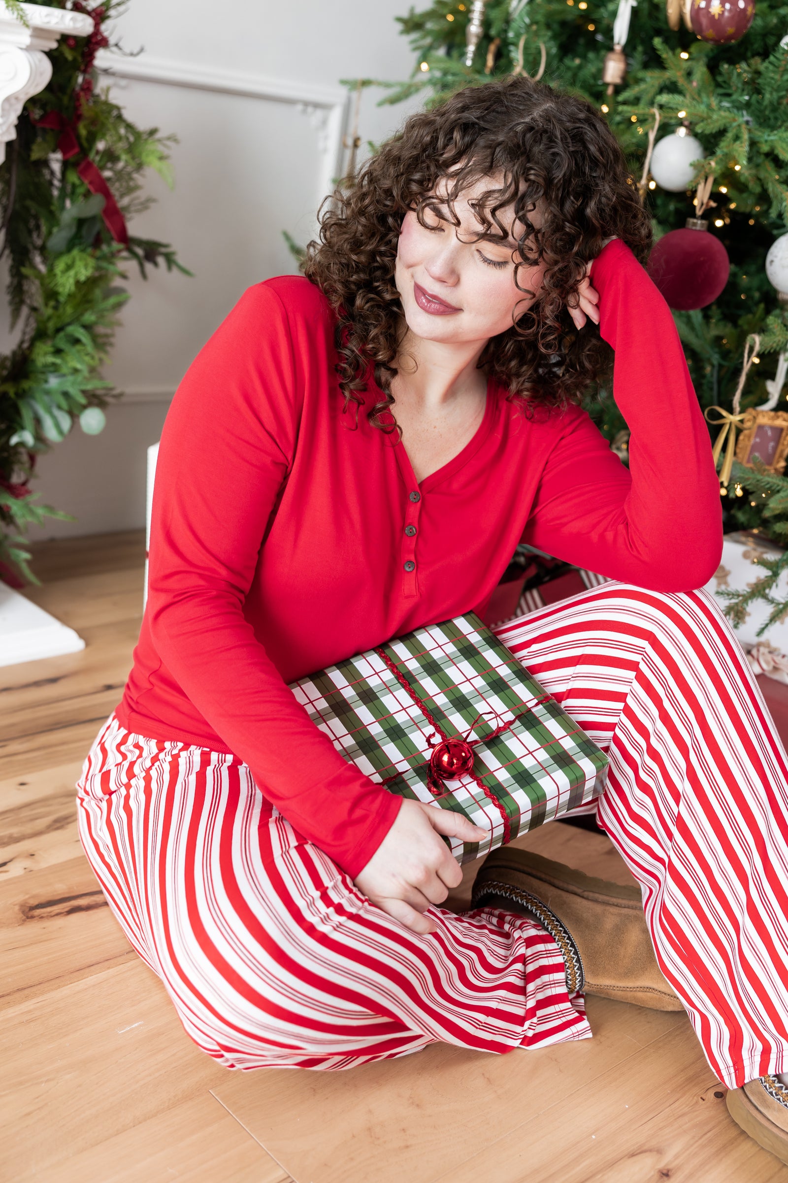 Women's Lounge Pants in Peppermint Stripes - Image 4