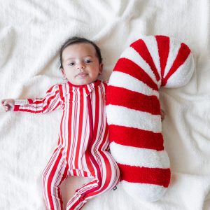 Zippered Footie in Peppermint Stripes