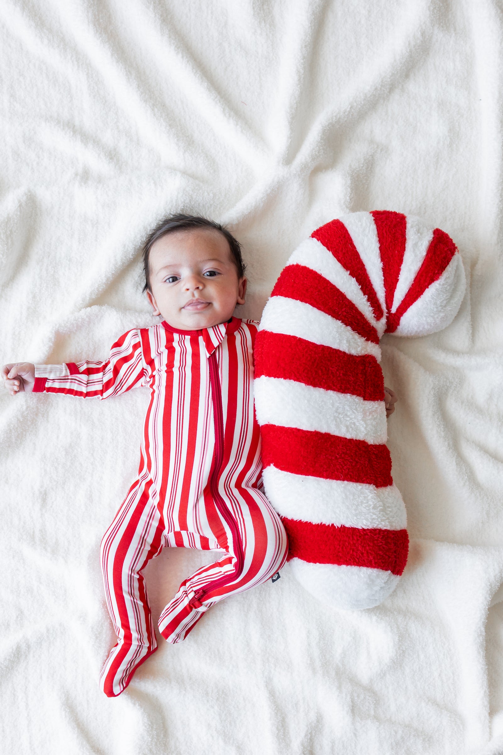 Zippered Footie in Peppermint Stripes