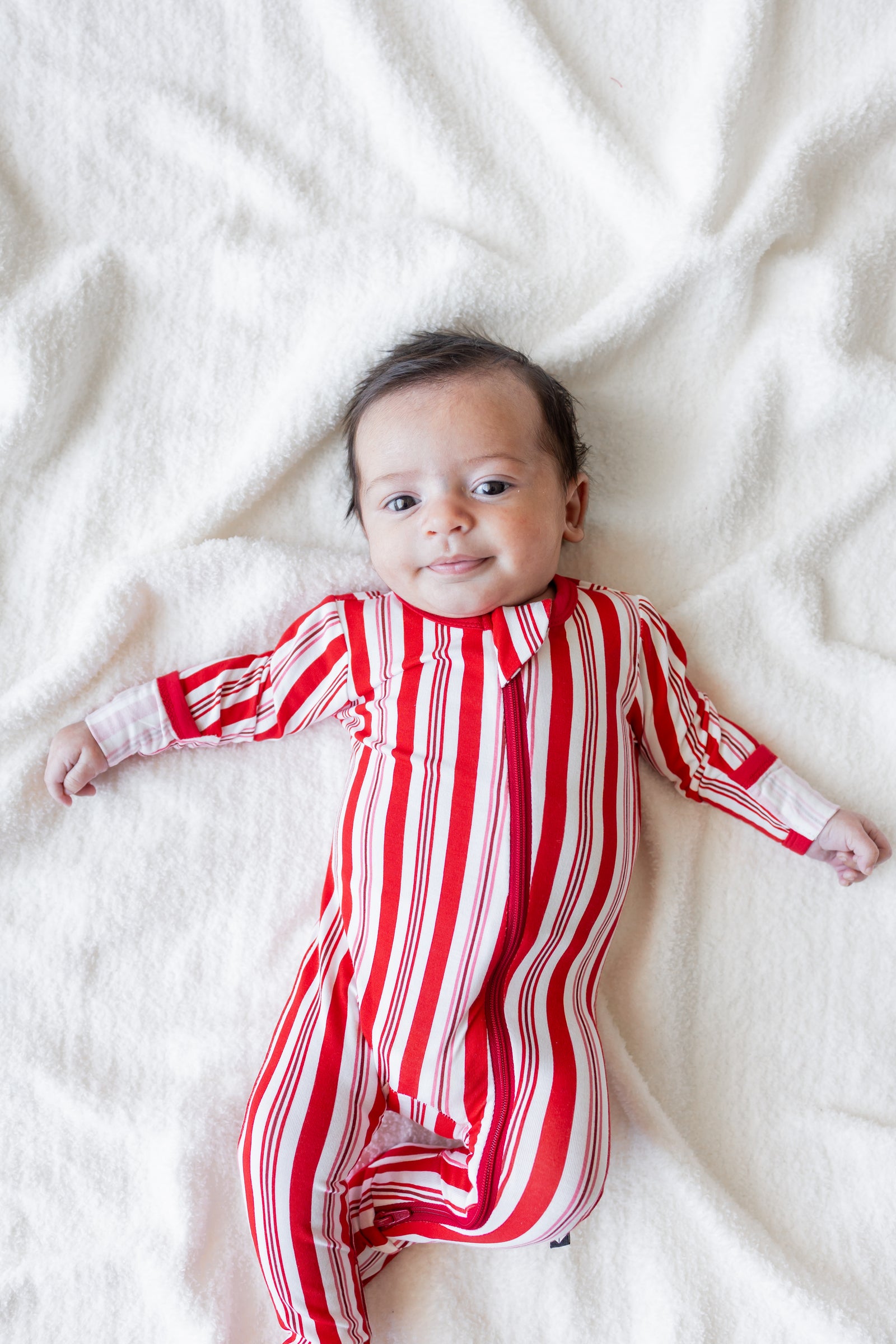 Zippered Footie in Peppermint Stripes - Image 5