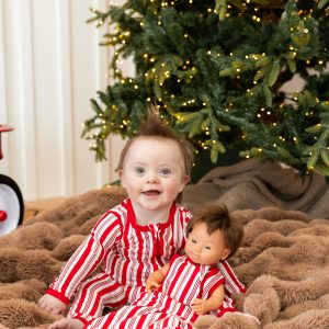 Zippered Romper in Peppermint Stripes