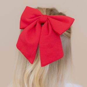Large Alligator Clip Bow in Cardinal