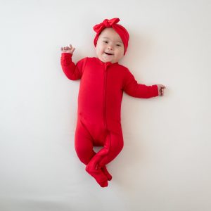 Zippered Footie in Cardinal