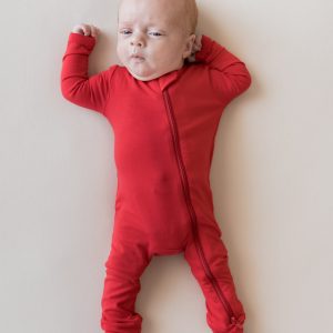 Zippered Romper in Cardinal