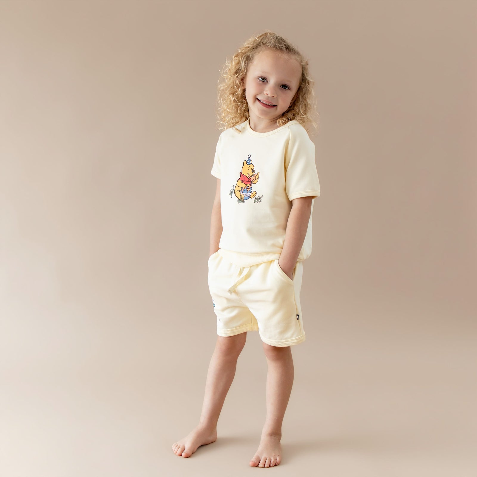 Short Sleeve Jogger Set in Winnie the Pooh on Chamomile - Image 7