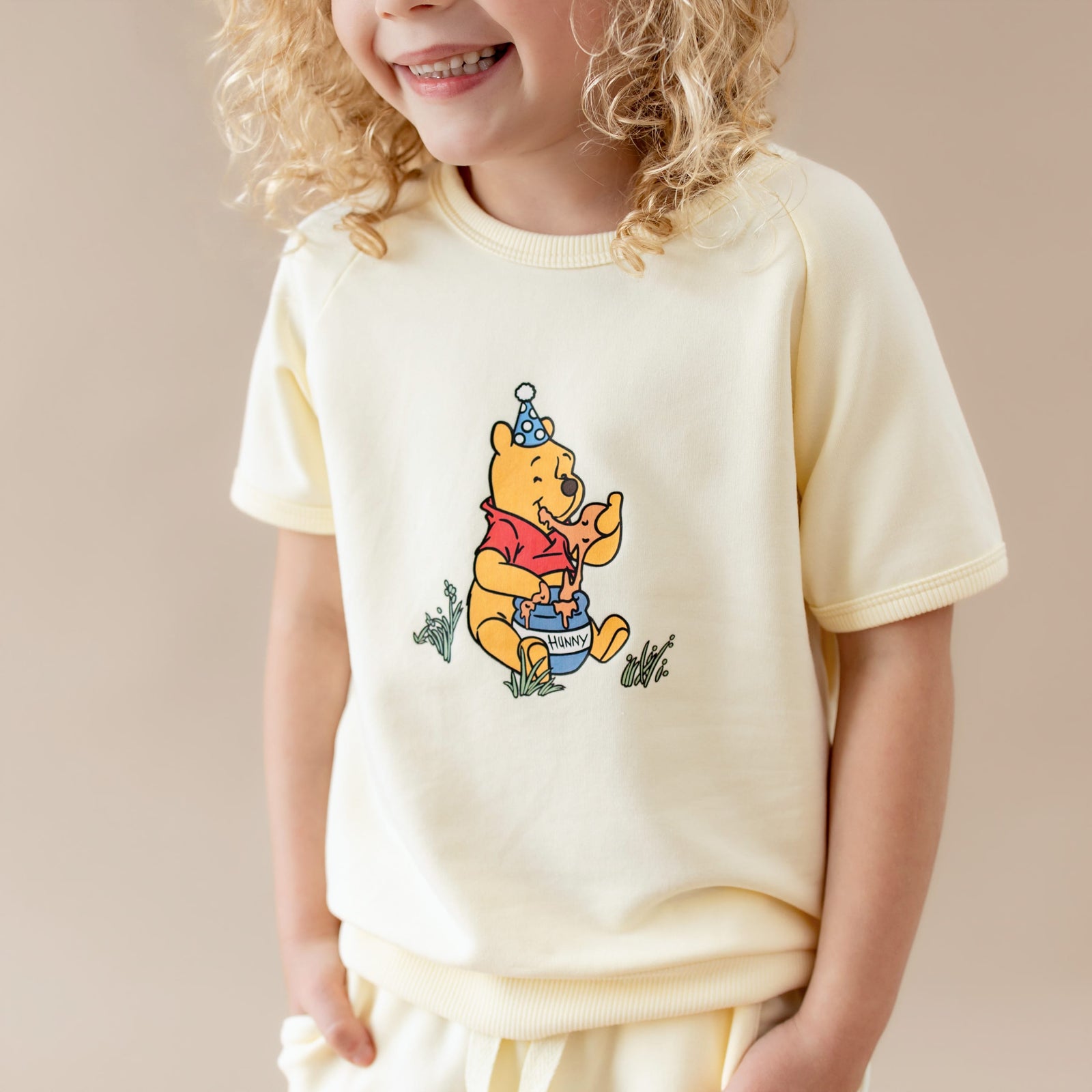 Short Sleeve Jogger Set in Winnie the Pooh on Chamomile - Image 5