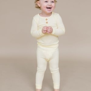 Ribbed Henley Set in Chamomile