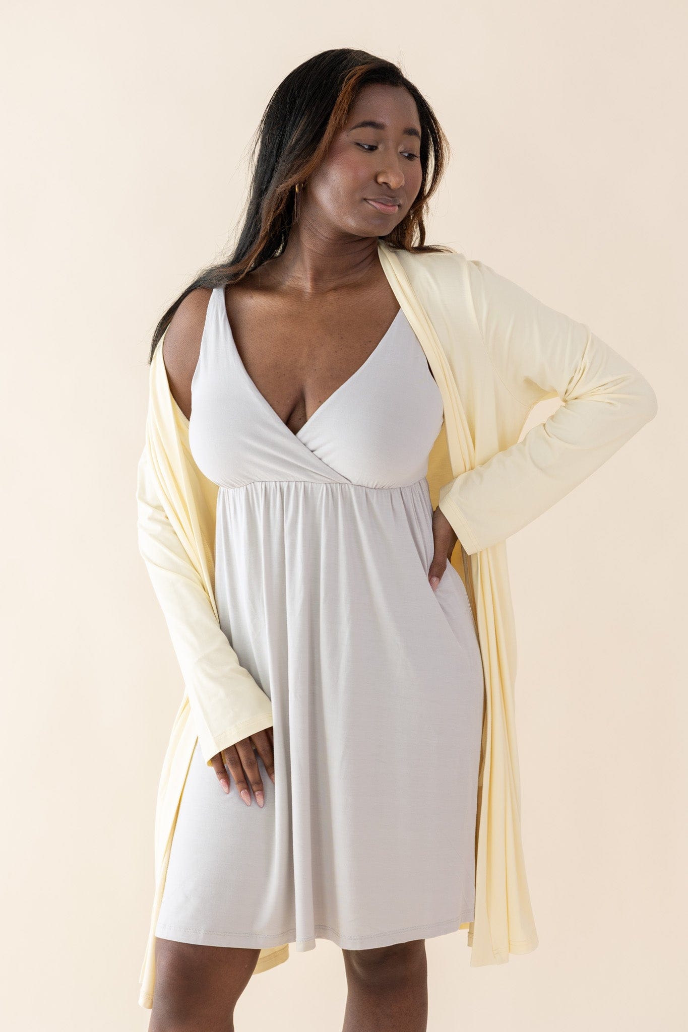 Women's Lounge Robe in Chamomile - Image 5