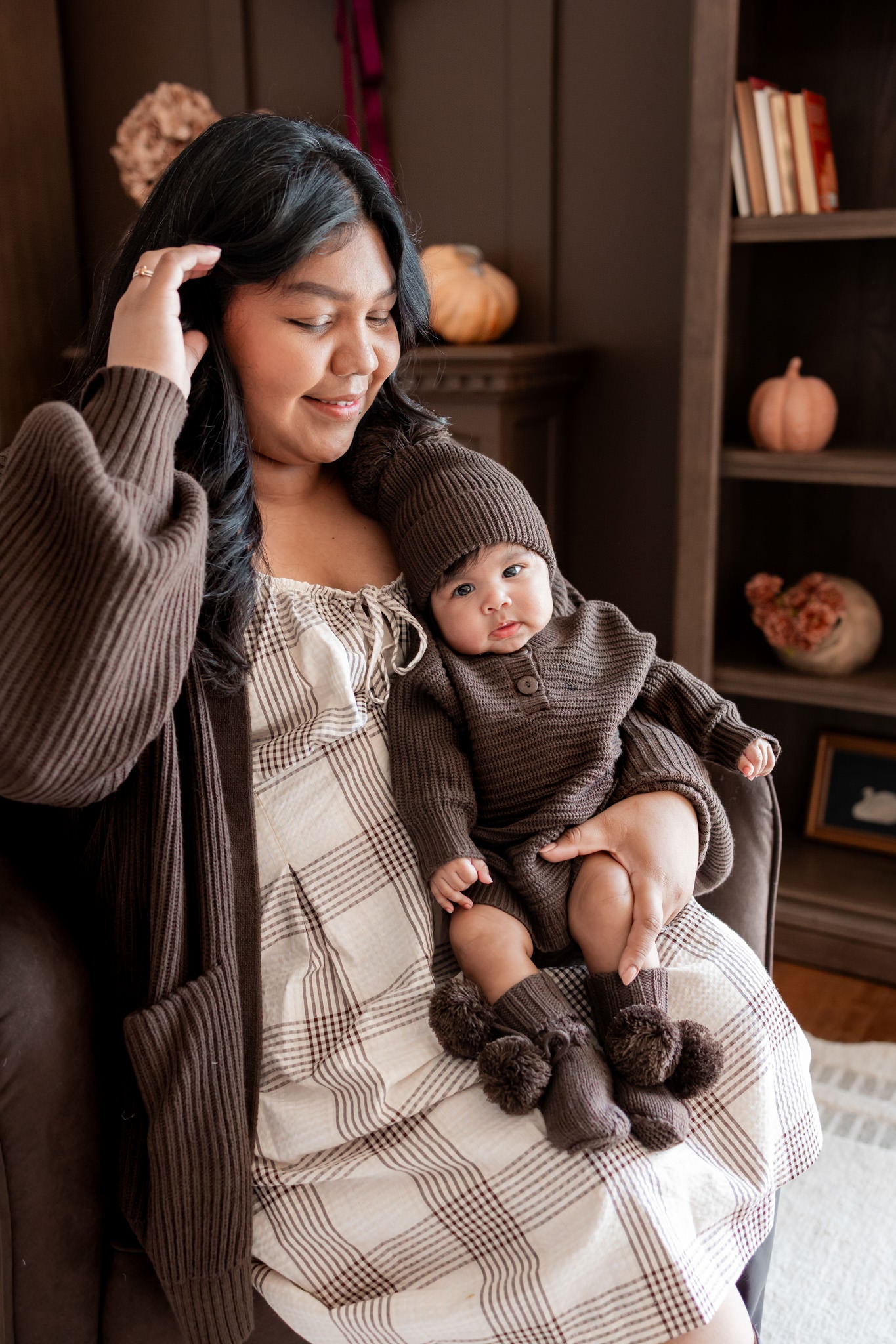 Chunky Knit Romper in Espresso - Image 5