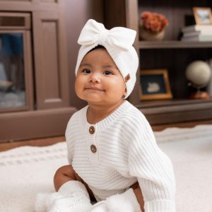 Chunky Knit Romper in Cloud