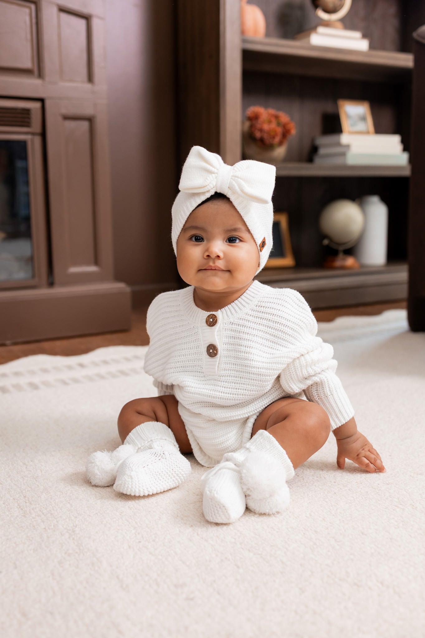 Chunky Knit Bow Headband in Cloud - Image 5