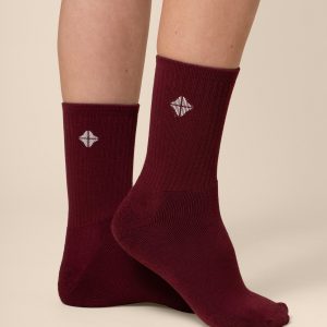 Adult Crew Socks in Burgundy