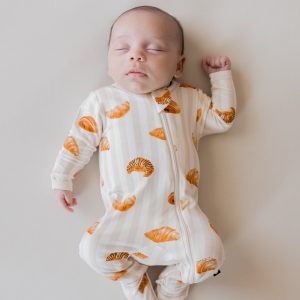 Zippered Footie in Croissant