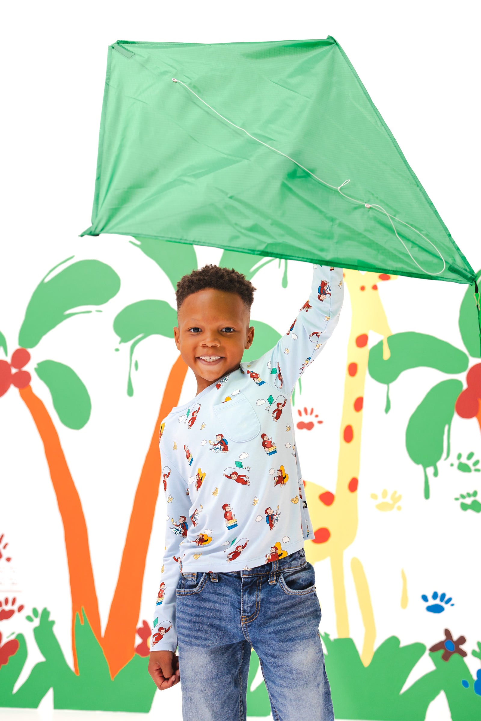 Long Sleeve Toddler Crew Neck Tee in Curious George - Image 5