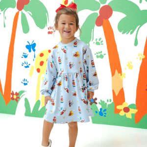 Long Sleeve Skater Dress in Curious George