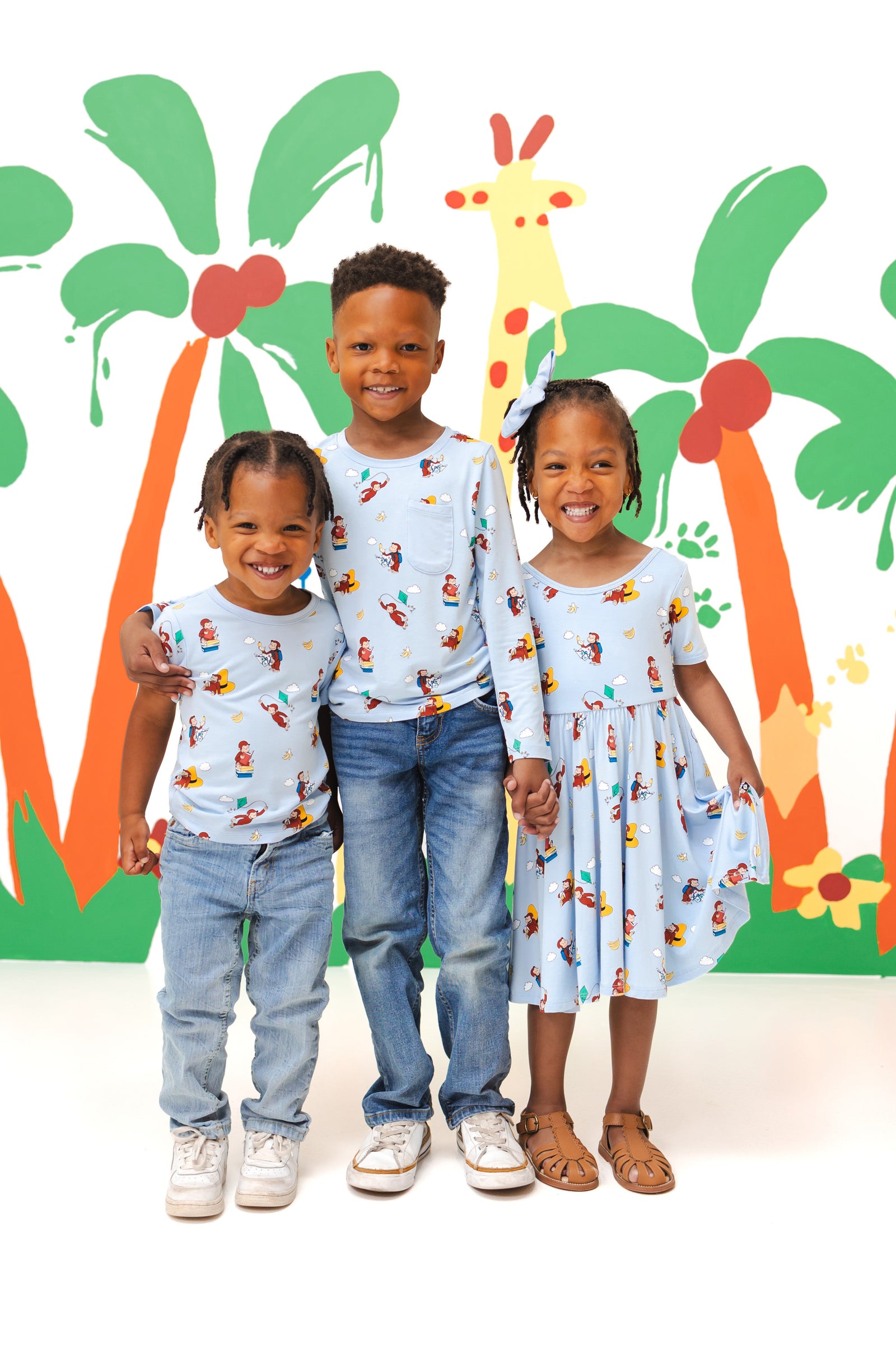 Long Sleeve Toddler Crew Neck Tee in Curious George - Image 3