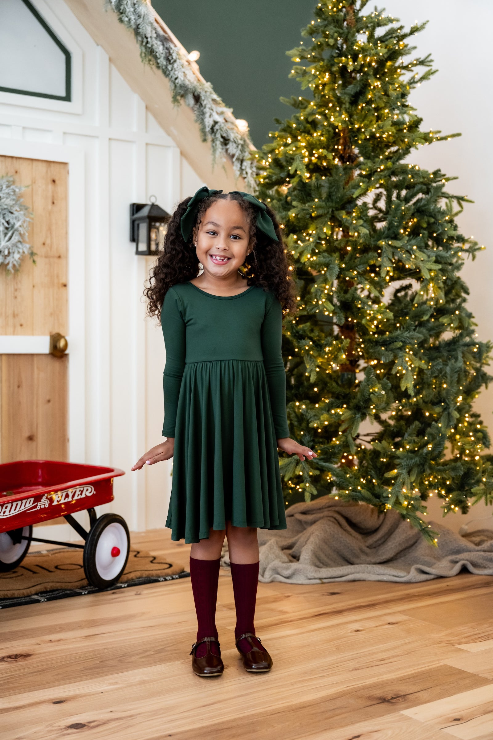 Long Sleeve Twirl Dress in Cypress - Image 5