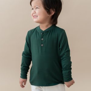 Long Sleeve Toddler Henley Tee in Cypress