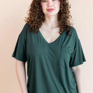 Women's Oversized V-Neck Tee in Cypress