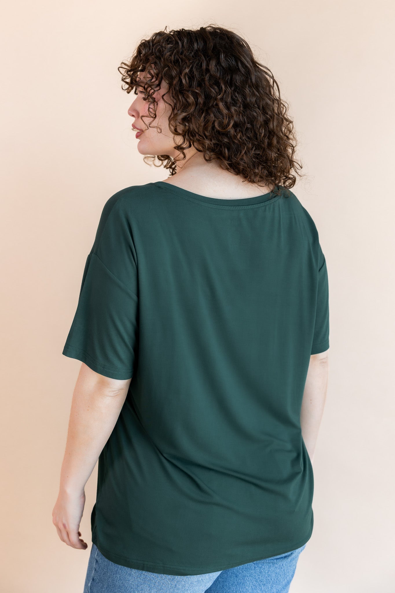 Women's Oversized V-Neck Tee in Cypress - Image 2