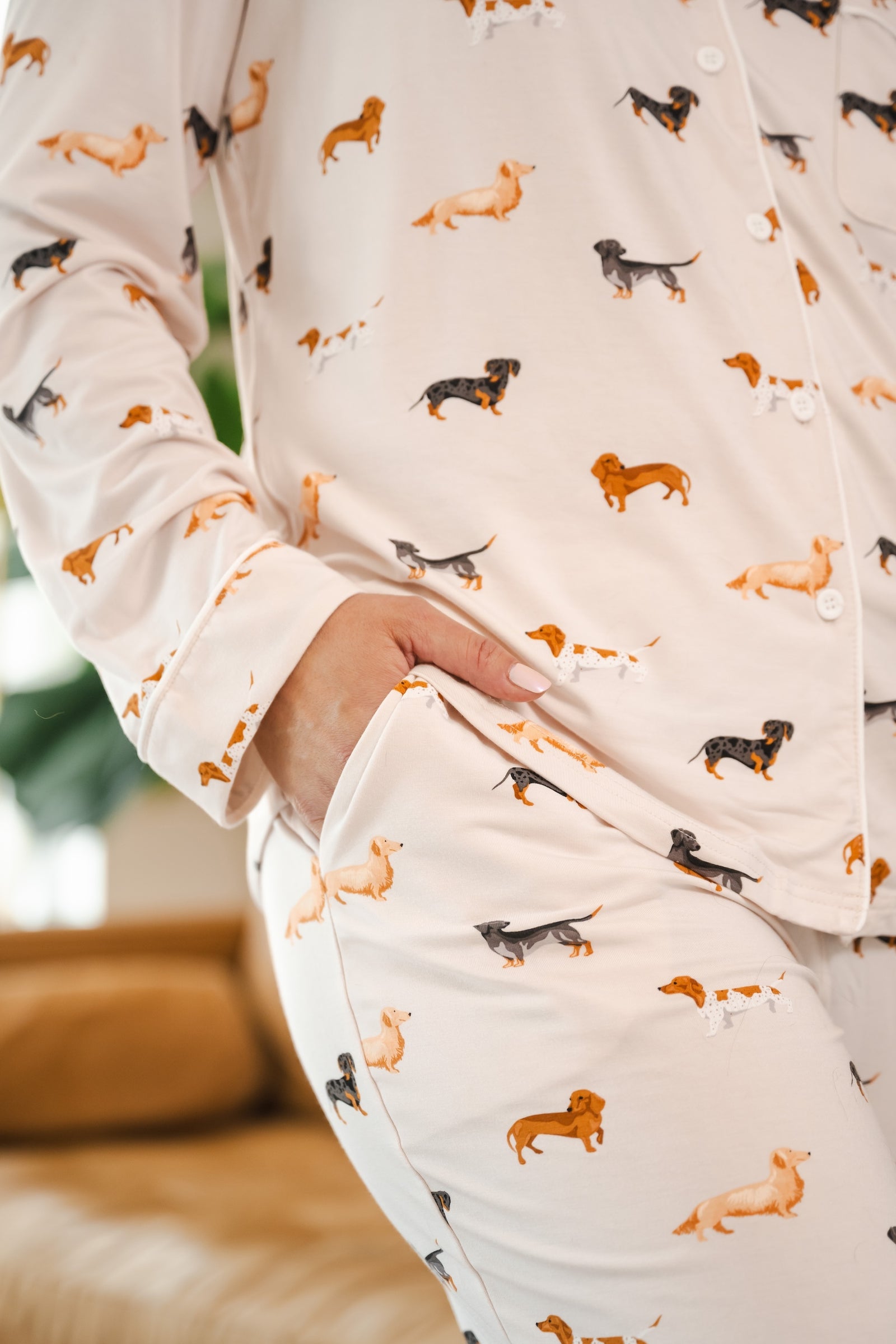 Long-Sleeved Women's Pajama Set in Dachshund - Image 3