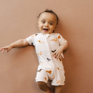 Zipper Shortall Romper in Dachshund